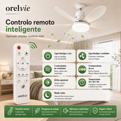 Ventilador com Lâmpada e Controlo Remoto - Promoção de Verão