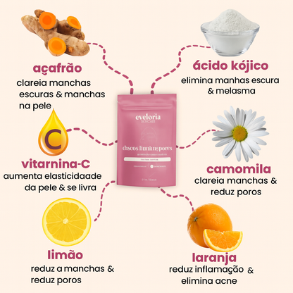 2x Almofadas iluminadoras de cúrcuma e ácido kójico (60unid)